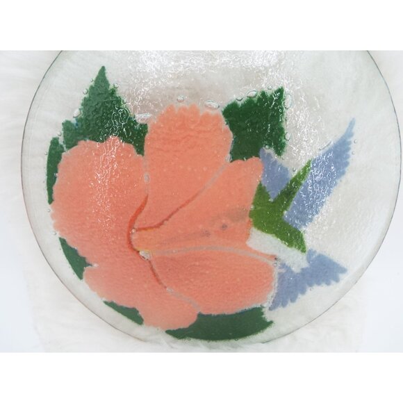 Peggy Karr Fused Art Glass 8" Hummingbird Plate with Box - Picture 9 of 12